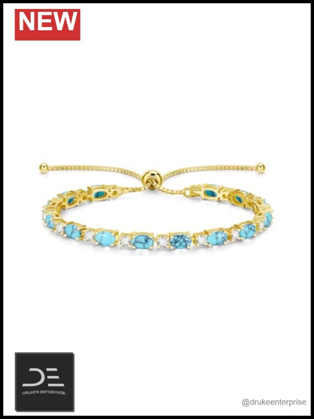14K Gold Plated Sterling Silver Adjustable Bolo Tennis Bracelet for Women